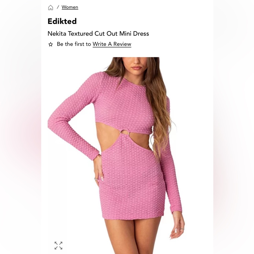 Edited Pink Nekita Textured Cut Out Mini Dress Small New
